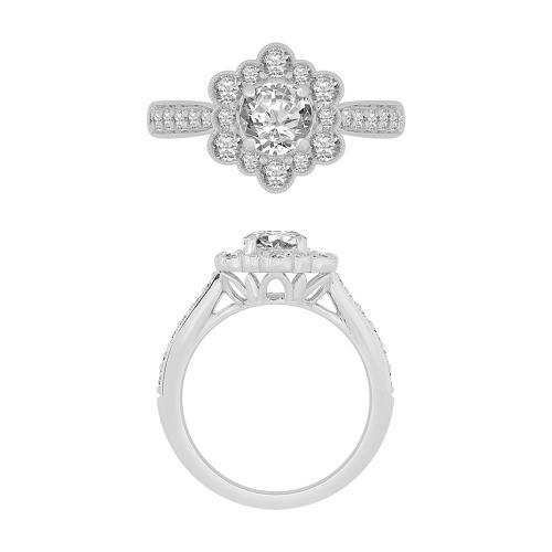 Novello Lab-grown Diamonds Ring 1.50 Ct. T.w. in 14K White Gold