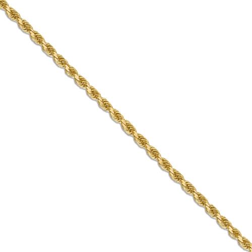 22 inch 2 mm Diamond Cut Rope Chain Necklace In 14Kt Yellow Gold
