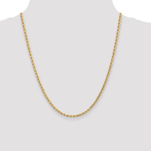 20 inch 2 mm Diamond Cut Rope Chain Necklace In 14Kt Yellow Gold