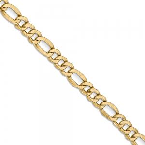 22 inch 10 mm Solid Figaro Chain Necklace In 14Kt Yellow Gold
