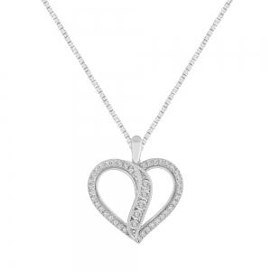 0.20 CT. T.W.  Illusion Heart Diamond Pendant In 14K Gold