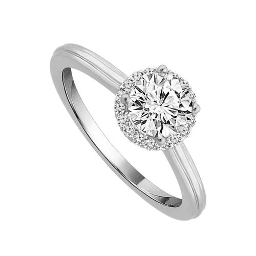 Ovani® Halo Diamond Bridal Ring 0.56 Ct. T.w. in 18K White Gold