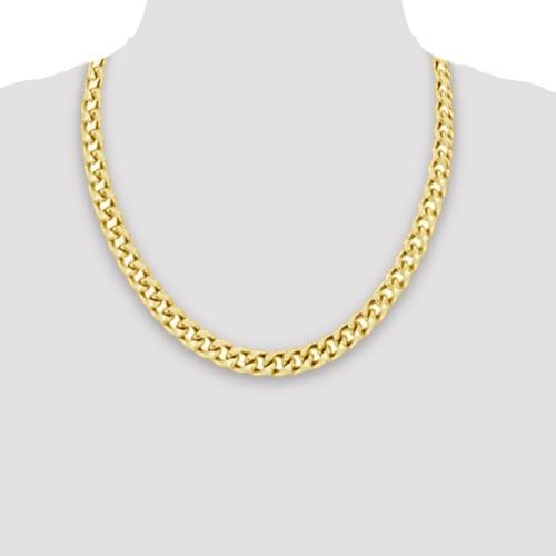 22 inch 7.5 mm Miami Cuban Chain Necklace In 14Kt Yellow Gold