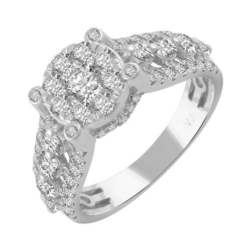 Diani® 3-row Bezel Cluster Bridal Ring - 2.05 Ct. T.w. in 14K White Gold
