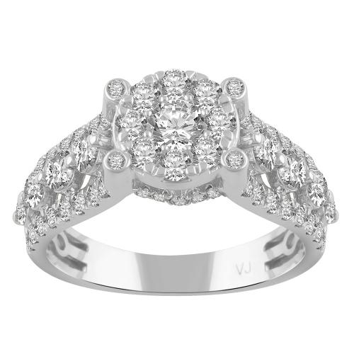 Diani® 3-row Bezel Cluster Bridal Ring - 2.05 Ct. T.w. in 14K White Gold