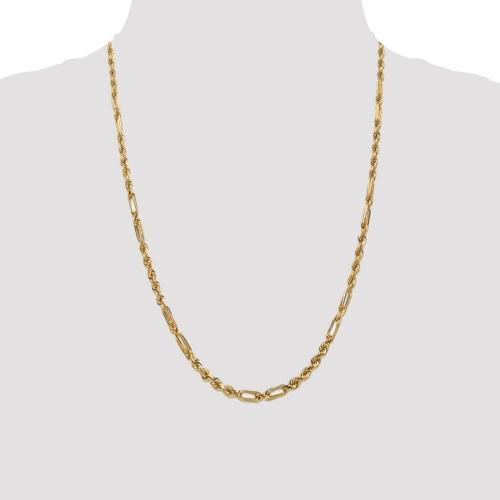 18 inch 4 mm Milano Rope Chain Necklace In 14Kt Yellow Gold