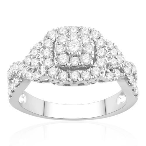 Ultimate Value® Composite Double Halo with Twisted Split Shank Diamond Ring - 1 Ct. T.w. in 10K White Gold