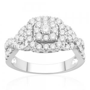 Ultimate Value® Composite Double Halo with Twisted Split Shank Diamond Ring - 1 Ct. T.w. in 10K White Gold