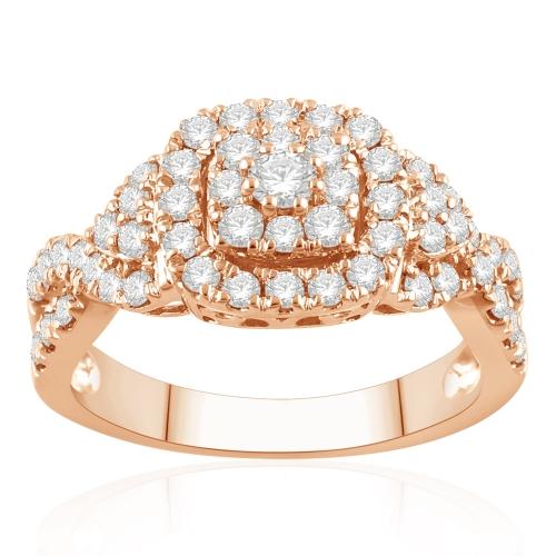 Ultimate Value® Composite Double Halo with Twisted Split Shank Diamond Ring - 1 Ct. T.w. in 10K Rose Gold
