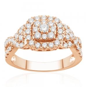 Ultimate Value® Composite Double Halo with Twisted Split Shank Diamond Ring - 1 Ct. T.w. in 10K Rose Gold