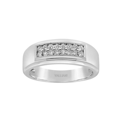 1/3 Ct. T.w. Diamond Round 2-row Men Wedding Band In 14Kt White Gold