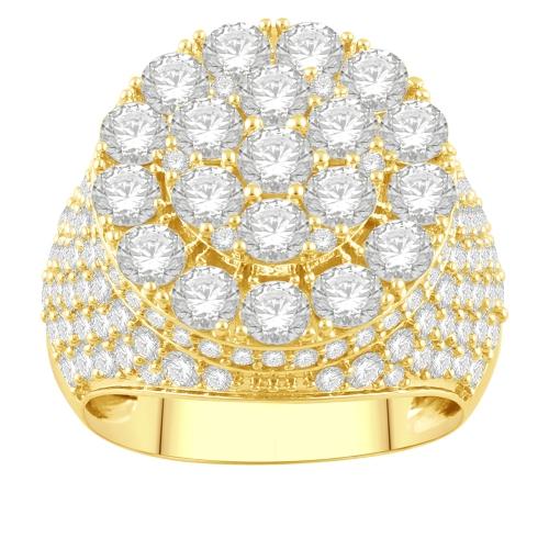 5.4 Ct. T.w. Diamond Cluster Hip Hop Rapper Men Fashion Ring In 14Kt Yellow Gold