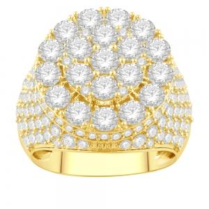 5.4 Ct. T.w. Diamond Cluster Hip Hop Rapper Men Fashion Ring In 14Kt Yellow Gold