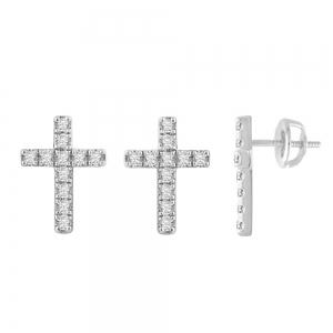 Novello Lab-grown Diamonds Round Cross Studs 0.20 Ct. T.w. in 10K White Gold