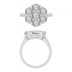 Novello Lab-grown Diamonds 9-stone Floral Cluster Ring 2.80 Ct. T.w. in 14K White Gold