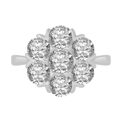 Novello Lab-grown Diamonds 9-stone Floral Cluster Ring 2.80 Ct. T.w. in 14K White Gold