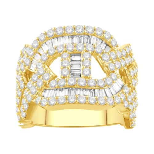 Diamond Baguette Link Men's Ring in 14KT Gold (4.54 CT. T.W.)