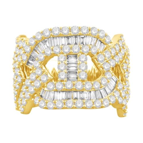 Diamond Baguette Link Men's Ring in 14KT Gold (4.54 CT. T.W.)