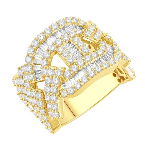 Diamond Baguette Link Men's Ring in 14KT Gold (4.54 CT. T.W.)