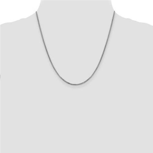 18 inch Solid Box Chain Necklace In 14Kt White Gold
