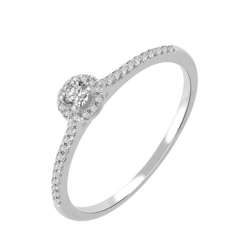 Lab-grown Diamond Solitaire Round Halo Promise Ring 0.30 Ct. T.w. in 14K White Gold