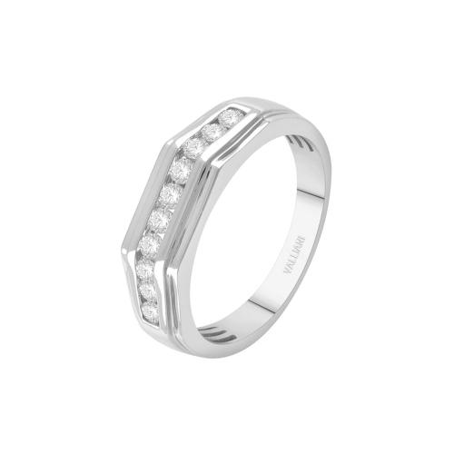 1/2 Ct. T.w. Diamond Round Channel Men Wedding Band - In 14Kt White Gold
