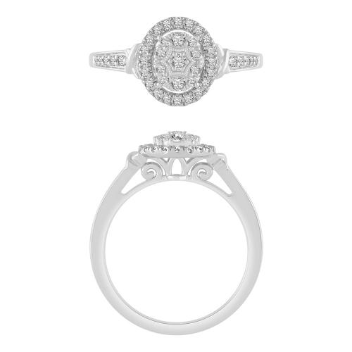 0.33CT. T.W. DIAMOND HALO OVAL SHAPE RING IN 14K GOLD