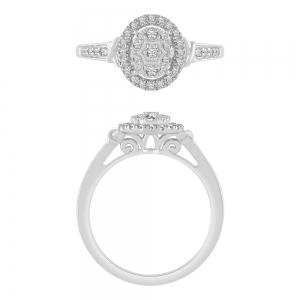 0.33CT. T.W. DIAMOND HALO OVAL SHAPE RING IN 14K GOLD