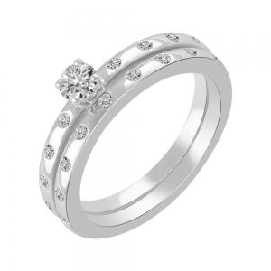 0.38 Ct. T.w. Diamond Round Solitaire Bridal Set In 14Kt White Gold