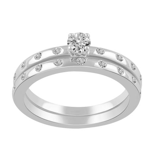0.38 Ct. T.w. Diamond Round Solitaire Bridal Set In 14Kt White Gold
