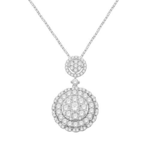 Diani® Triple Halo Cluster Pendant - 1 Ct. T.w. in 14K White Gold