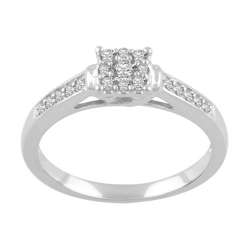 0.30 Ct. T.w. "LABGROWN DIAMOND" Round Cluster Promise Ring In 10k White Gold