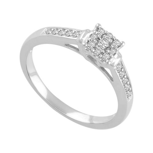 0.30 Ct. T.w. "LABGROWN DIAMOND" Round Cluster Promise Ring In 10k White Gold