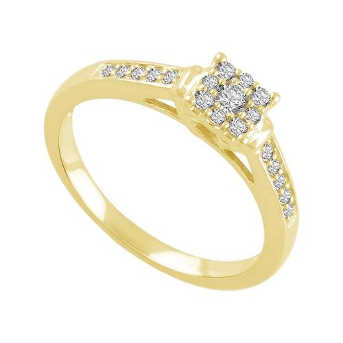 0.30 Ct. T.w. "LABGROWN DIAMOND" Round Cluster Promise Ring In 10k yellow Gold
