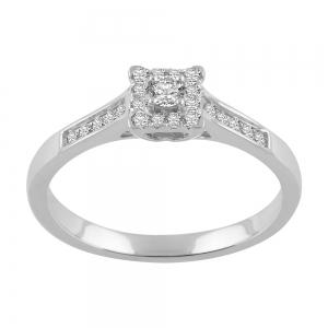 Lab-grown Diamond Rectangular Halo RBC Channel-set Promise Ring 0.30 Ct. T.w. in 10K White Gold