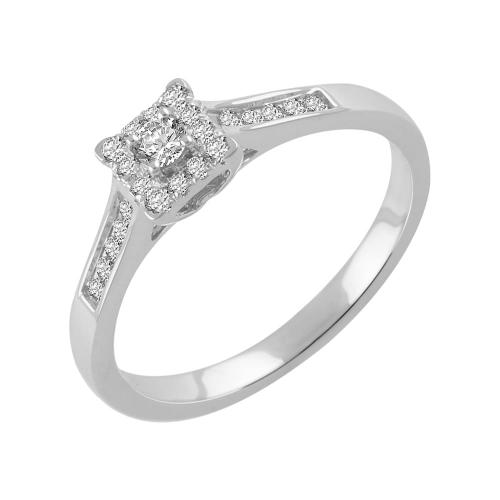 Lab-grown Diamond Rectangular Halo RBC Channel-set Promise Ring 0.30 Ct. T.w. in 10K White Gold