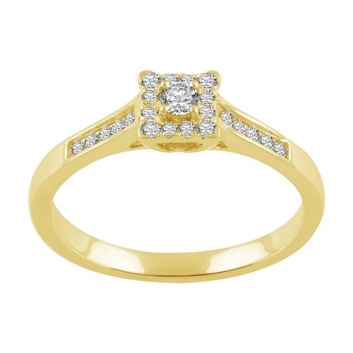 Lab-grown Diamond Rectangular Halo RBC Channel-set Promise Ring 0.30 Ct. T.w. in 10K Yellow Gold