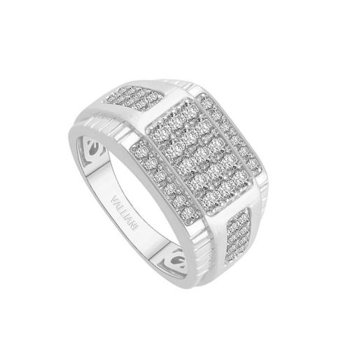 Ultimate Value® Men's 5-row Pave with Shoulder Accents Diamond Statement Ring - 1 Ct. T.w. in 10K White Gold