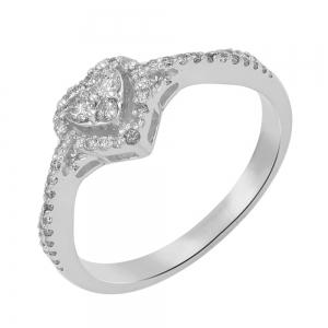 Lab-grown Diamond Heart RBC Pave-set Promise Ring 0.50 Ct. T.w. in 10K White Gold