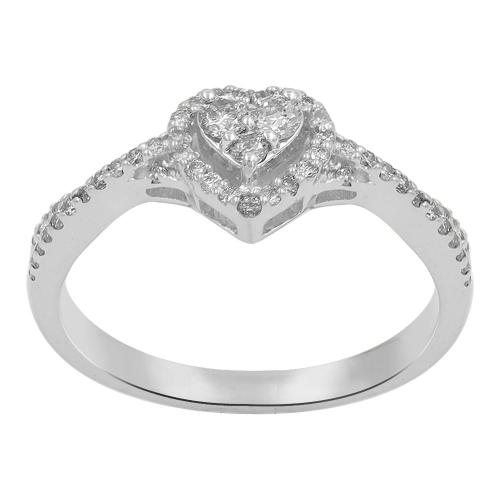 Lab-grown Diamond Heart RBC Pave-set Promise Ring 0.50 Ct. T.w. in 10K White Gold