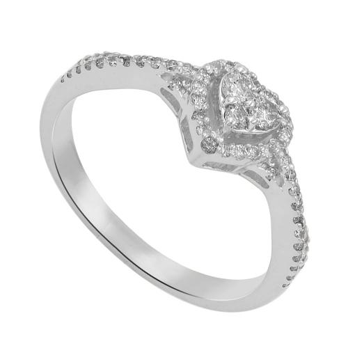 Lab-grown Diamond Heart RBC Pave-set Promise Ring 0.50 Ct. T.w. in 10K White Gold