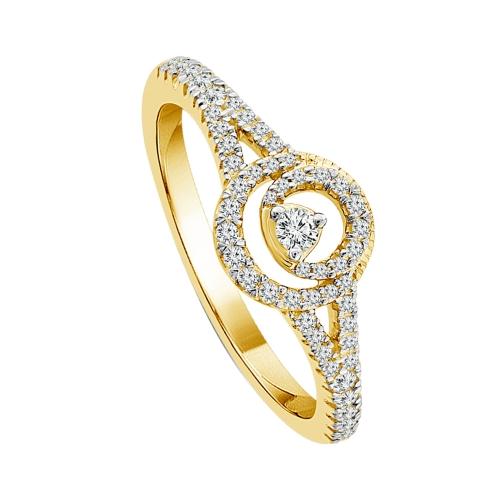 1/4 Ct. T.w. Diamond Round Halo Promise Ring In 10Kt Yellow Gold