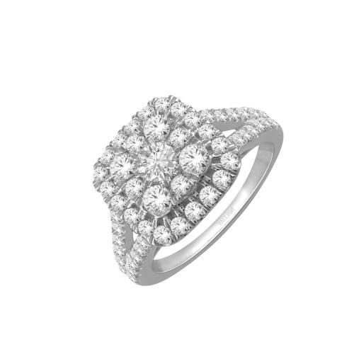 Ultimate Value® Composite Cushion Double Halo Split Shank Diamond Ring - 1 Ct. T.w. in 10K White Gold
