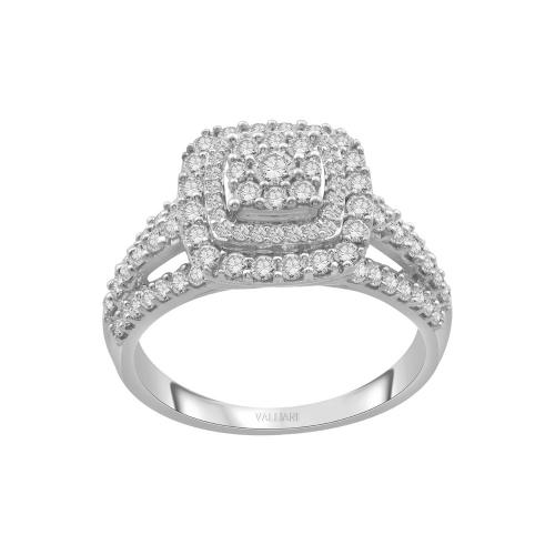 Ultimate Value® Composite Cushion Double Halo Split Shank Diamond Engagement Ring - 1 Ct. T.w. in 10K White Gold