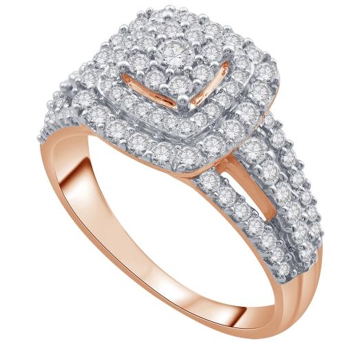Ultimate Value® Composite Cushion Double Halo Split Shank Diamond Engagement Ring - 1 Ct. T.w. in 10K Rose Gold
