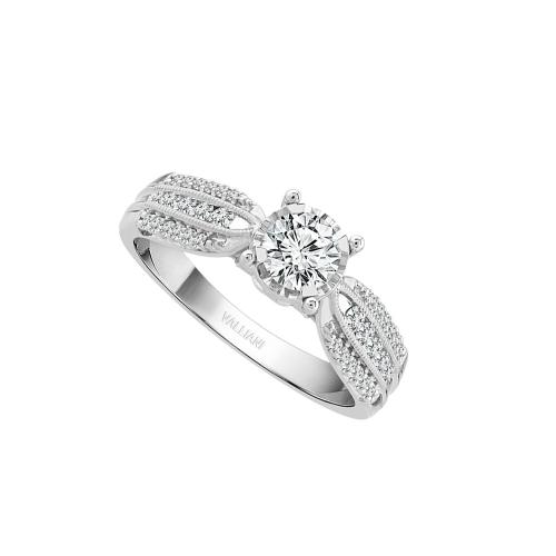 Diani® 3-row Round Solitaire Engagement Ring - 0.75 Ct. T.w. in 14K White Gold