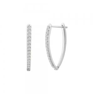 1/3 Ct. T.w. Diamond V-shape Huggie Hoop Earrings In 10k White Gold
