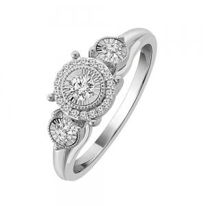 0.25 CT. T.W. DIAMOND 3STONE ILLUSION PROMISE RING IN 10K GOLD