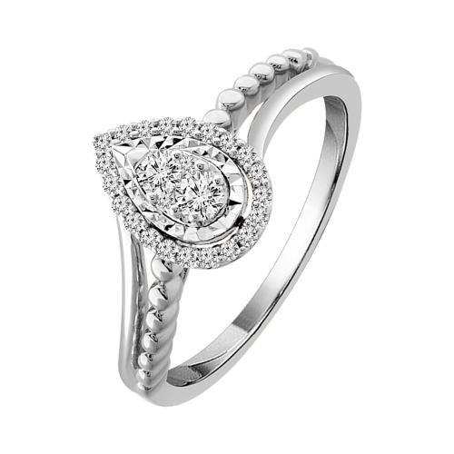 0.15 CT. T.W. DIAMOND PEAR-SHAPED HALO PROMISE RING IN 10K GOLD