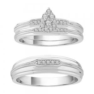 1/4 Ct. T.w. Diamond Pear-shaped Trio Bridal Ring Set In 10Kt White Gold